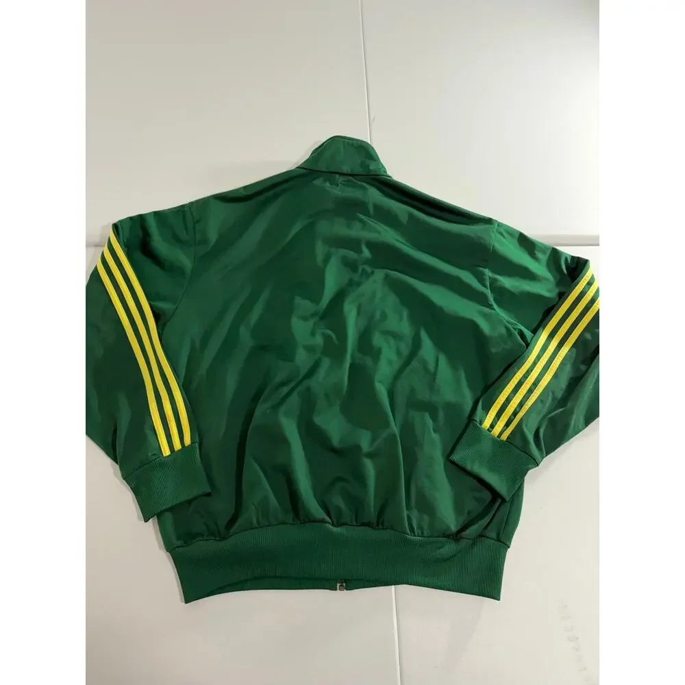 Adidas Originals Track Jacket Men's Size XL Green Yellow Trefoil Full Zip